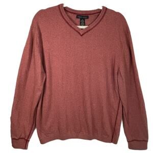 VTG Banana Republic XL‎ Rust Burnt Orange Cotton Cashmere V Neck Fall Sweater